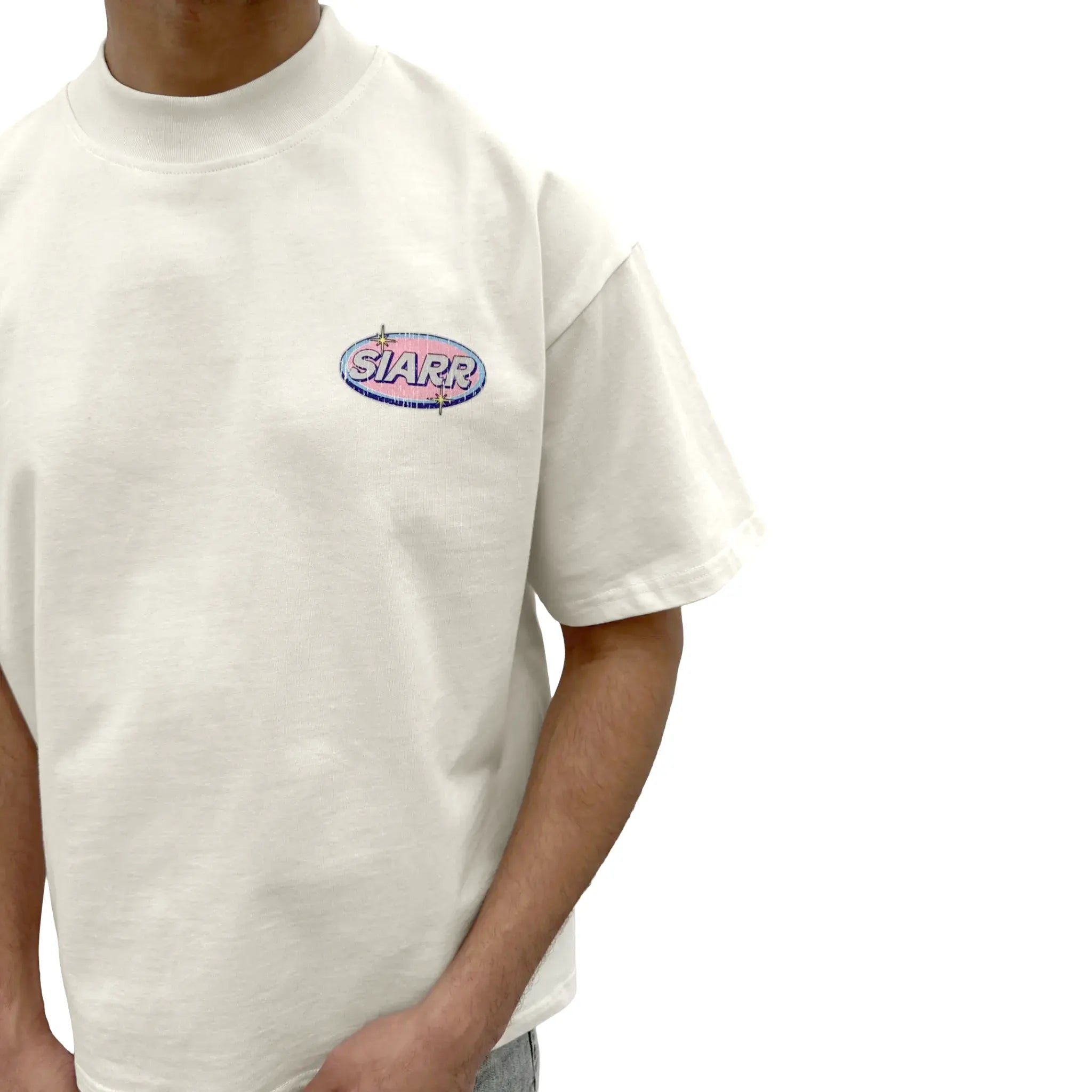 Front Side View of SIARR Diner Off White T Shirt